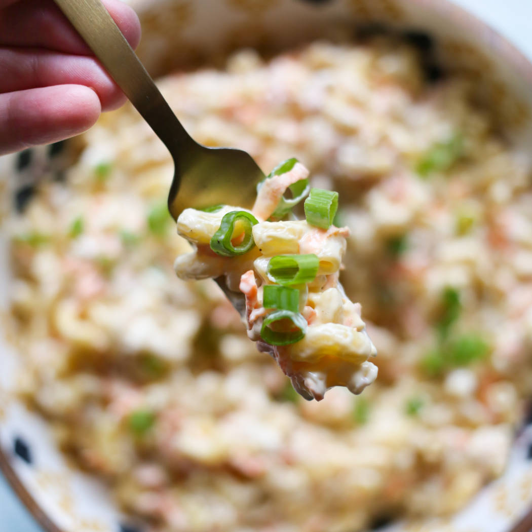 Macaroni Salad on a Fork from Our Best Bites